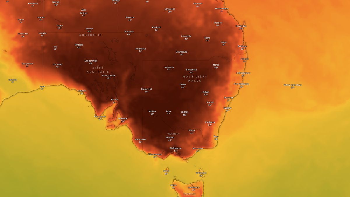 Horké léto v Austrálii. Může padnout 50 °C i absolutní rekord